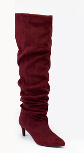 Sovana Suede Ruched Boots - Burgundy